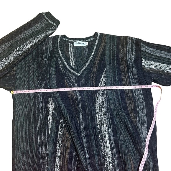 Lavane vintage v neck 3d knit textured sweater size XXL retro 90s Cosby  biggie - Picture 7 of 7